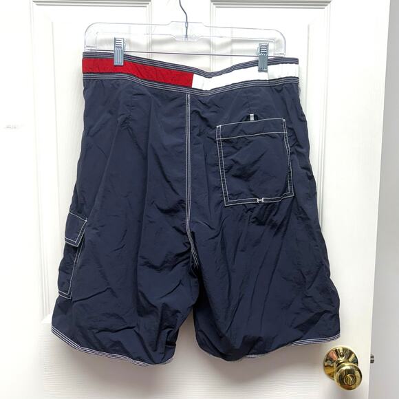 Tommy Hilfiger Swim Trunks, Drawstring, Red White Blue, Lined, Men's Size S - Picture 2 of 5